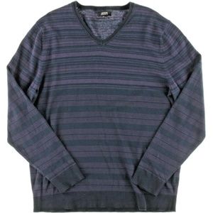 Alfani Sz M V-Neck Striped Pullover Sweater
